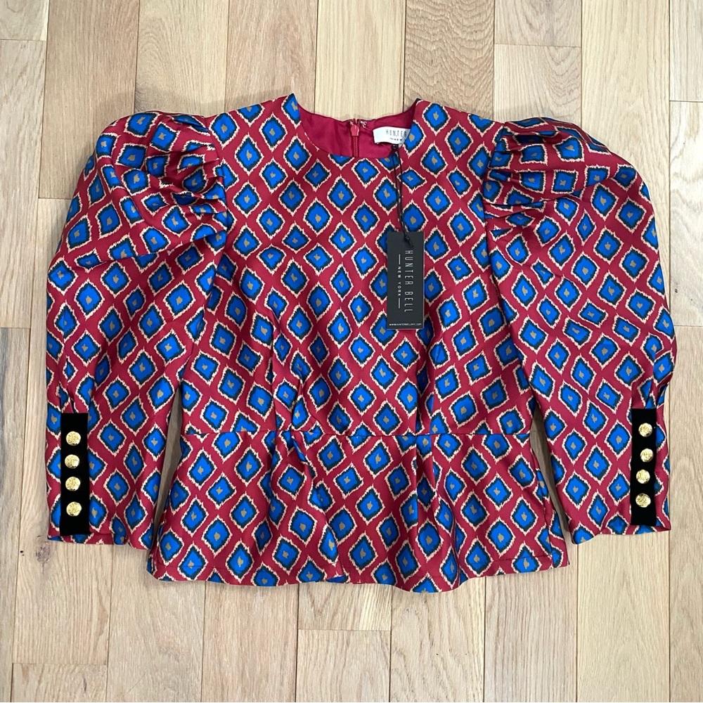 Hunter Bell Presley Top Puff Sleeve Ikat Print